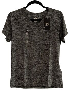 Under Armour Women's Tech SSV Twist V-Neck Shirt Size S Black Gray NWT